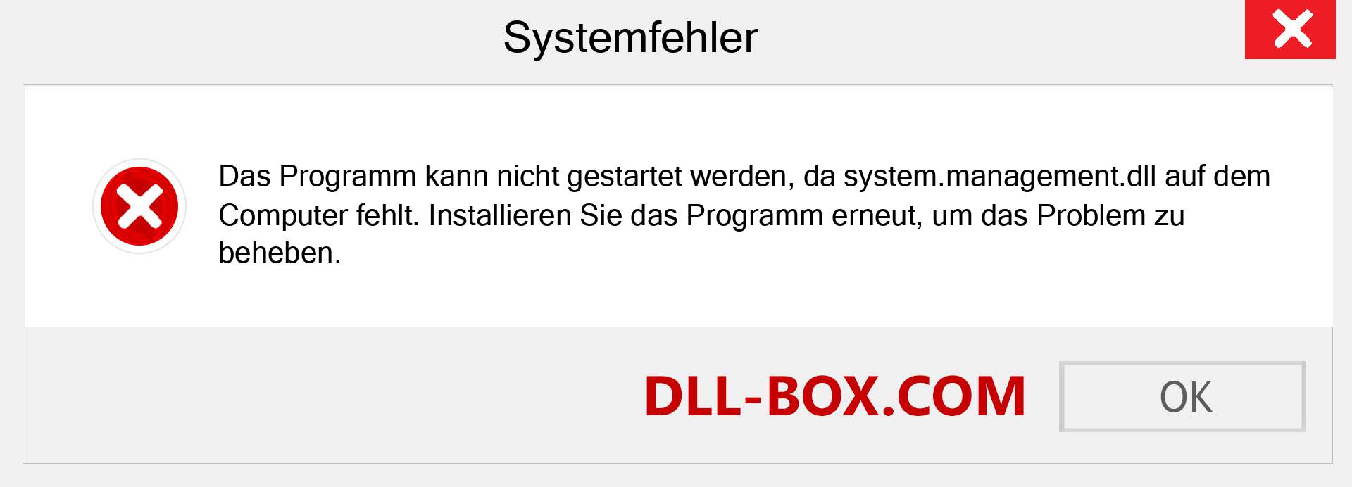 system.management.dll-Datei fehlt?. Download für Windows 7, 8, 10 - Fix system.management dll Missing Error unter Windows, Fotos, Bildern