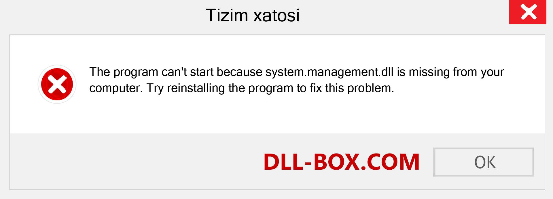 system.management.dll fayli yo'qolganmi?. Windows 7, 8, 10 uchun yuklab olish - Windowsda system.management dll etishmayotgan xatoni tuzating, rasmlar, rasmlar